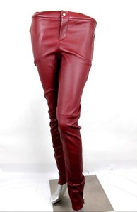 Gucci Mujer Piel Borgona Elastico Pantalones Leggings 44 356036