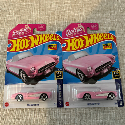 Hot Wheels 1956 Corvette – Barbie The Movie Edition, Short Card, HW Screen Time Serie