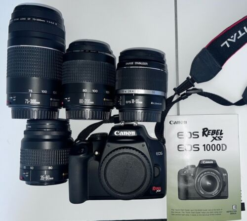 Canon Camera EOS 1000D Digital Camera With Zoom Lens 70-300 80-200 18-55 35-80
