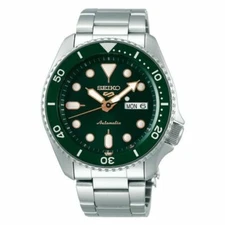 Seiko 5 Sports Green Dial Rose gold accent Stainless Steel Men's Watch SRPD63
