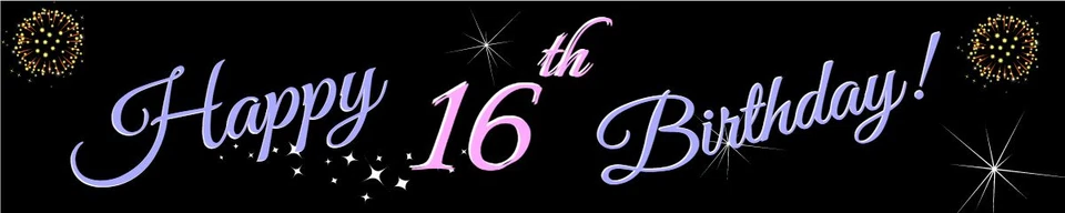 Banner de fiesta de lona personalizado decoraciones de cumpleaños 16 dulces dieciséis Foto 3 de 4