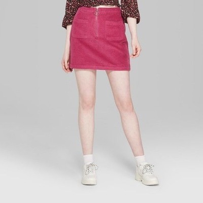 corduroy mini skirt pink