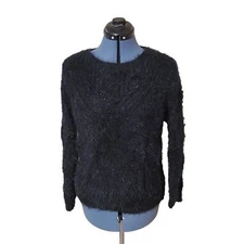 Philosophy fuzzy eyelash sweater medium black