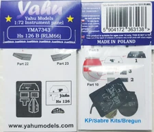 Yahu 1/72 Hs-126 B (RLM66) Instrument Panel for KP/Sabre Kits/Bregun kits