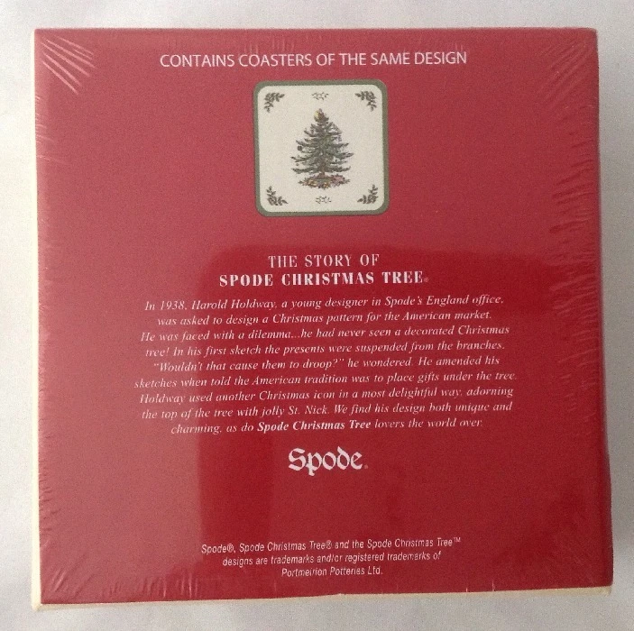 Set of 6 Pimpernel Spode Christmas Tree Coasters Cork Back Gift Boxed - Image 3 of 3