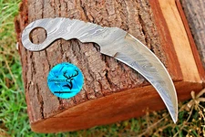CUSTOM HANDMADE FORGED DAMASCUS STEEL KARAMBIT KNIFE BLANK BLADE KNIFE - 722