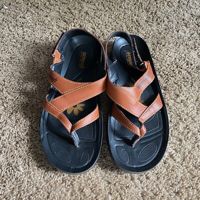 Aerosoft Womens Sandals Thong Ankle Strap Faux Leather Brown US Size 9