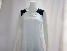  MICHAEL STARS White/Black Leather Lightweight Tank Top Blouse Sz S NWT