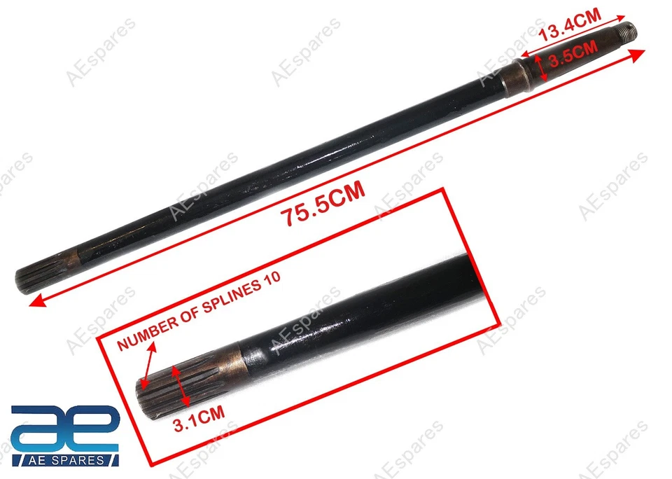 Rear Axle Shaft LH Side For Jeeps Willys 46-71 CJ2A 3A DANA 41/44 10 Spline - Image 2 of 4