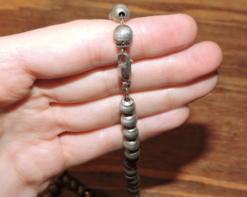 Signierte HE Sterling Silber 925 geätzt Diamantschliff runde Kugel Perlenkette 35g - Bild 3 von 11