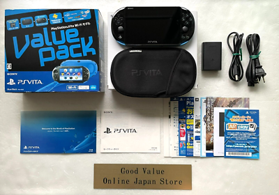 Sony PS Vita PCH-2000 Blue Black Value Pack Console Used with 