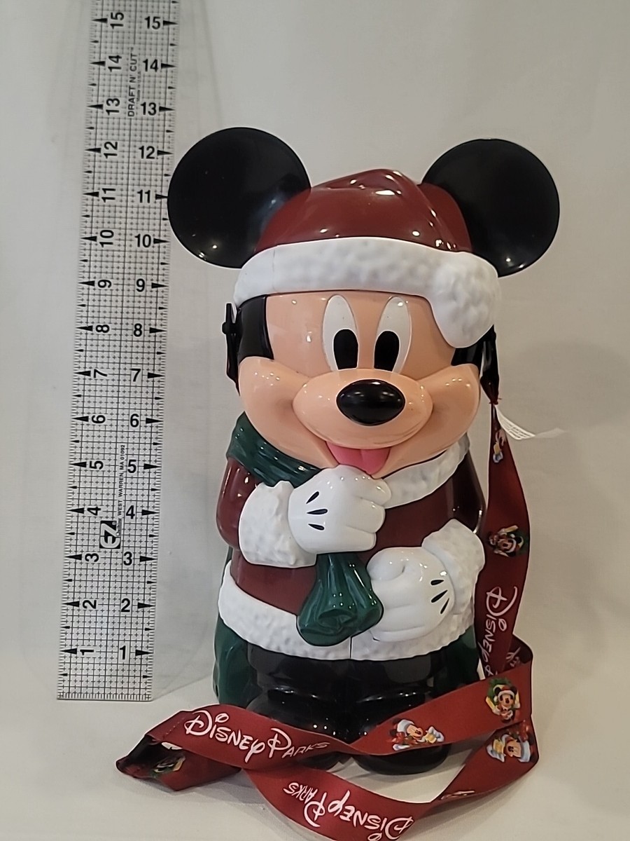 Disney Parks Winter Fun Mickey Mouse Holiday Christmas Popcorn Bucket Santa  Hat