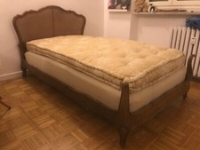 letto singolo in legno con testata in paglia di Vienna + struttura + materasso 