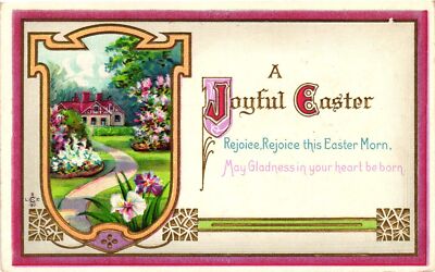 Vintage Postcard- A Joyful Easter, Rejoice Early 1900s