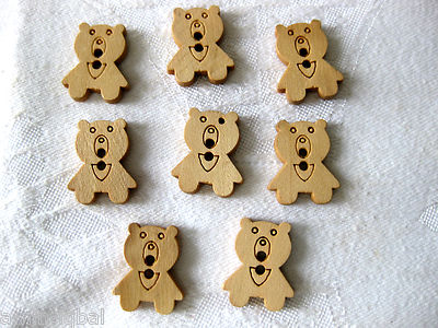 8 Holz-Knöpfe Bär Teddy  natur   ca.12 x 19mm   K98.10E