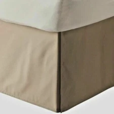 4 Sided Tailored Pleated Bed Skirt Solid Taupe 625 TC Cotton Split Corner New