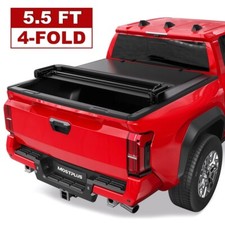4 Fold 5.5ft Soft Truck Bed Tonneau Cover W Bulbs For 2014-2024 Toyota Tundra