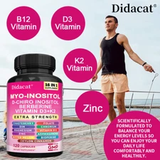 Myo-Inositol D-Chiroinositol Supplement Regulate Hormone Balance 120 Capsules