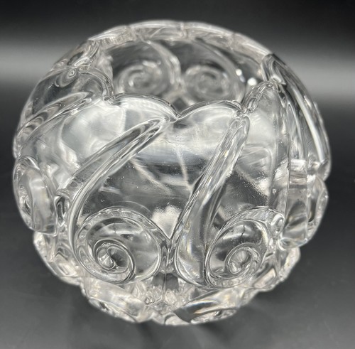 Pair of Antique VTG Duncan & Miller Clear Glass Snail Rose Bowl Vase 4" 1890's - Picture 3 of 7