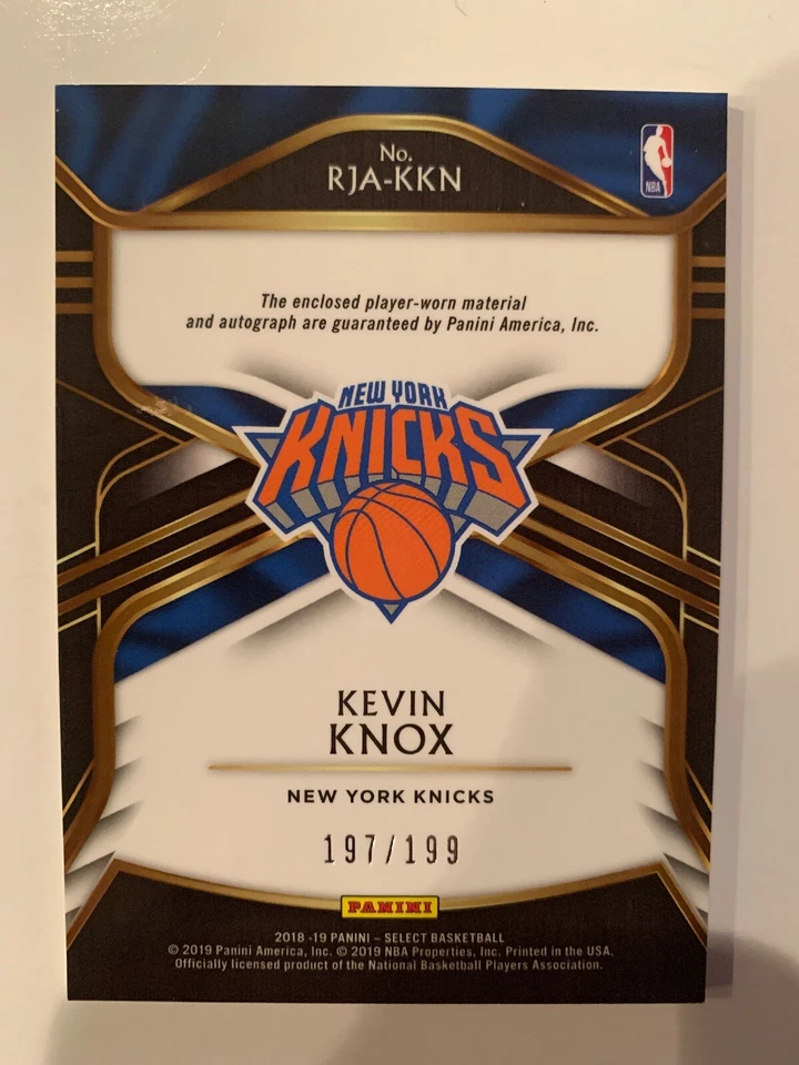 2018-19 Select Rookie Patch Auto Kevin Knox /199 New York Knicks - Image 2 of 4