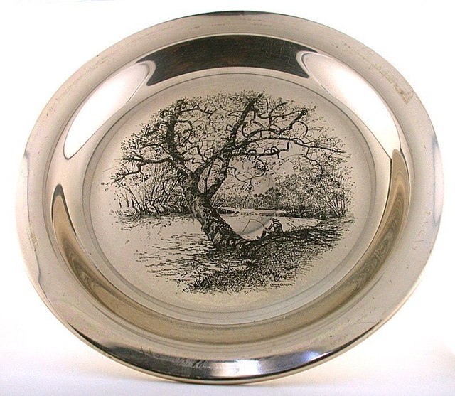 1972 FRANKLIN MINT STERLING PLATE BY JAMES WYETH "Along the Brandywine