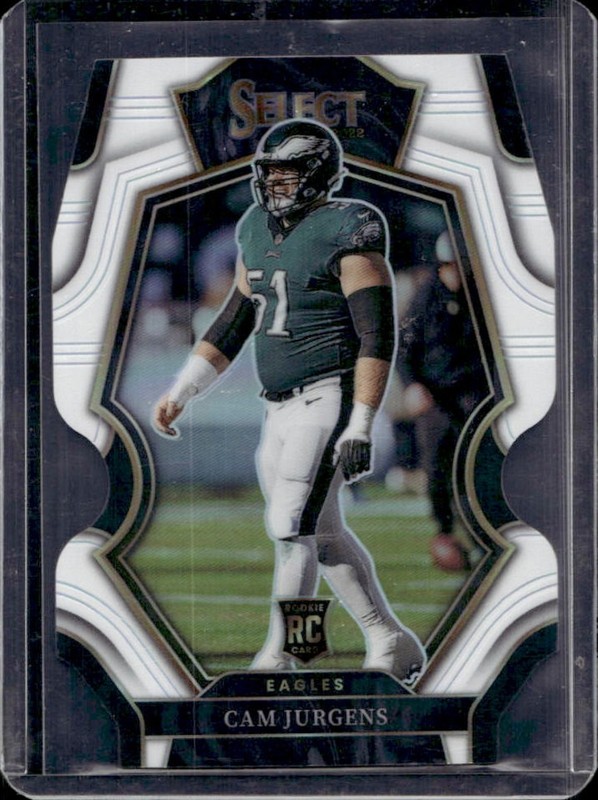 2022 Panini Select Cam Jurgens RC White Prizm Die Cut Premier Level #/49 Eagles