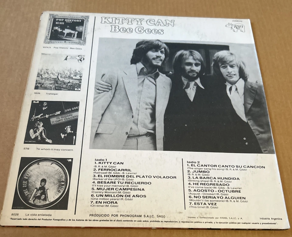 BEE GEES KITTY CAN~RARE NM- 1973 RSO ARGENTINA COMPILATION LP - Image 2 of 3