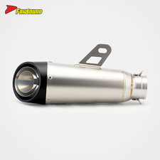 Universal Motorrad Auspuff Endschalldämpfer 51mm Silber Edelstahl mit Halter