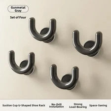 Wall Mounted U Shape Slipper Storage Rack with Suction Cups 11 by 11 cm