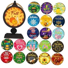 21 Pcs Interchangeable Seasonal Decor Wooden Standing Sign Interchangeable 