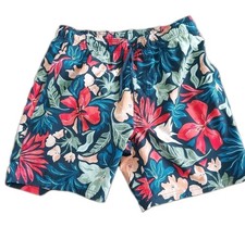Old Navy Mens Floral Swim Trunks Bathing Suit Size Medium, Waist Band Drawstring