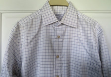 Charles Tyrwhitt Mens Dress Shirt White Blue Checks 15 1/2 33 Inches French Cuff