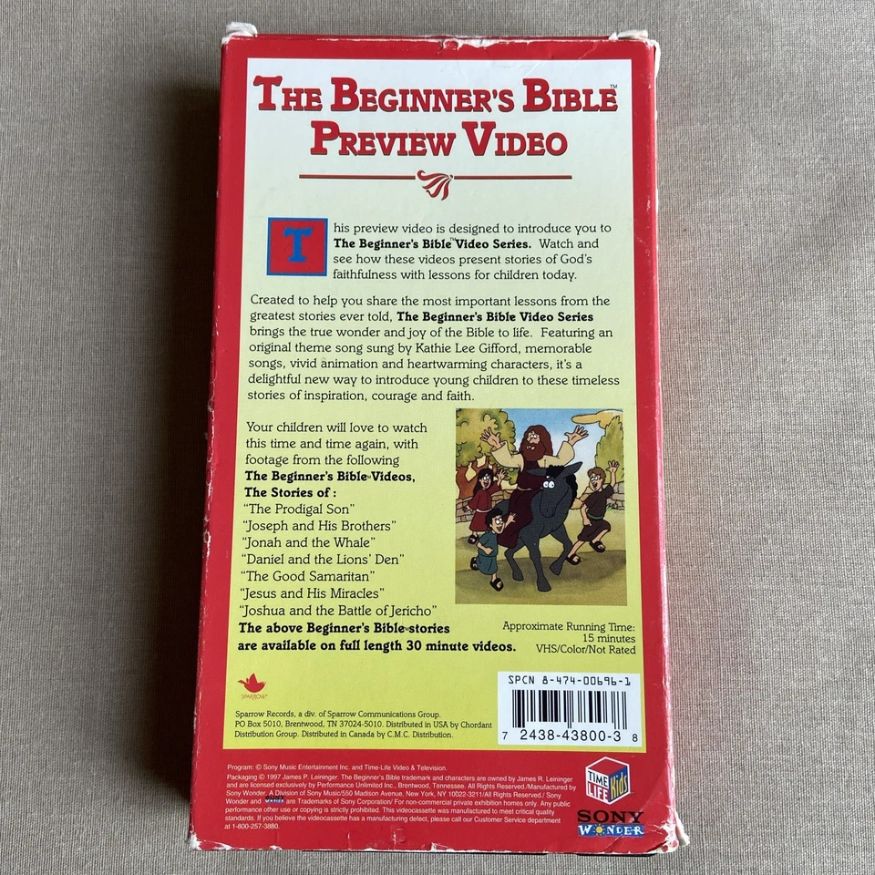 The Beginner Bible Preview Video Sampler (VHS 1997) Sony Wonder Christian Series - Image 3 of 4