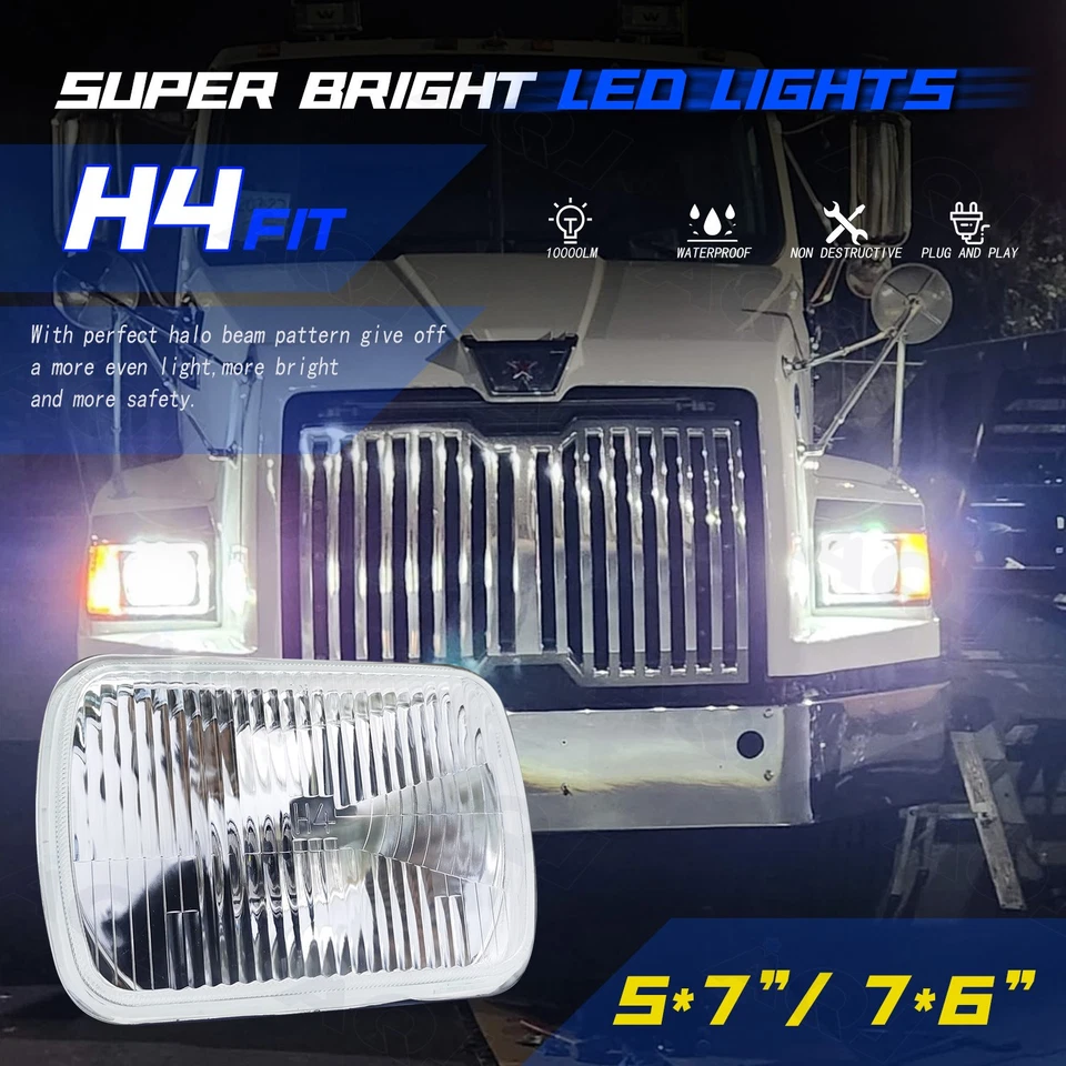 Pair For Chrysler Cordoba 1980-1983 5x7 7x6 inch LED Headlights Hi/Lo Beam Foto 2 de 4