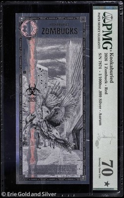 2026 Zombucks Kookaburied 1/1000 oz Silver Back Foil Note PMG 70 Zombuck