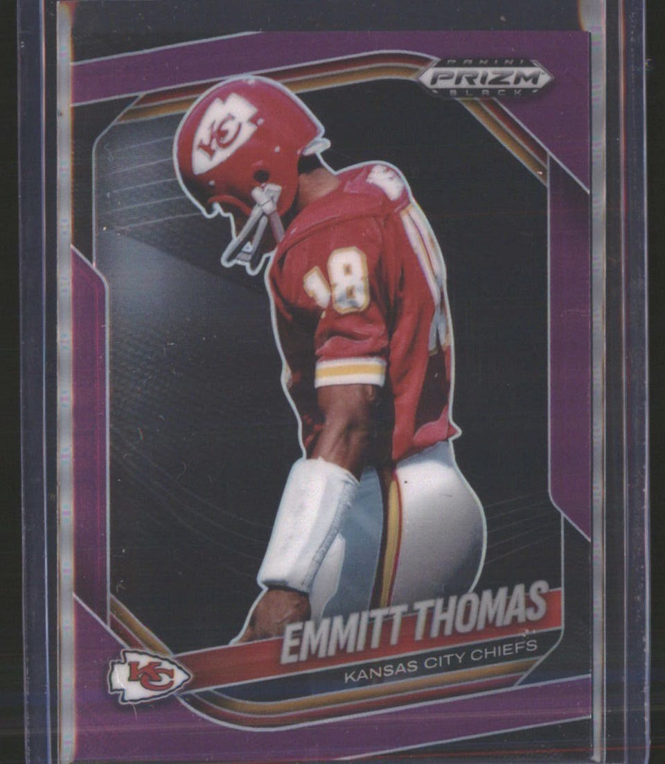 2025 Panini Prizm Black Emmitt Thomas Prizm Purple 72/99
