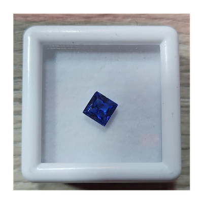 Loose Blue Sapphire Princess Cut Gemstone Transparent Square 1 Piece