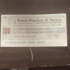 Italy 100 Lire Banknote 1977 Banca Popolare di Novara Serial 067979840