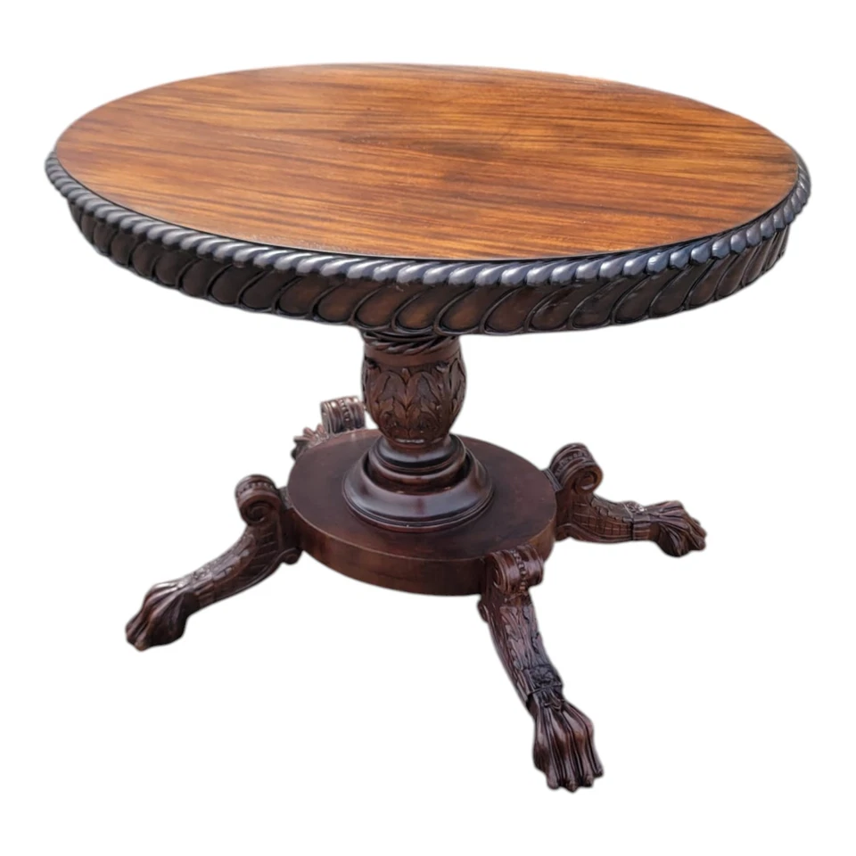 Mesa de centro ovalada victoriana de caoba del siglo XIX, tallada finamente, rara antigua Foto 3 de 4