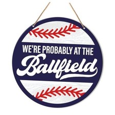 Baseball Front Door Sign, Baseball Hanging Sign Decor Sport Wall Y17