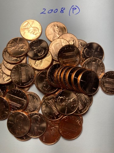 2008 (P) "BU" LINCOLN MEMORIAL CENT PENNY ROLL 50 COINS