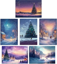 24 Pack Winter Scene Christmas Cards with Envelopes & Stickers, Funny Snowy Day 
