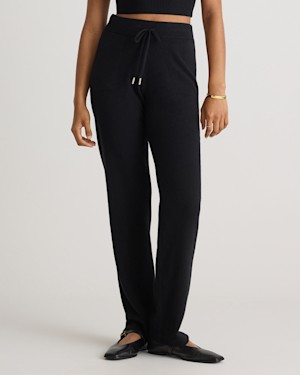Quince Women Mongolian Cashmere Straight Leg Pants Black L