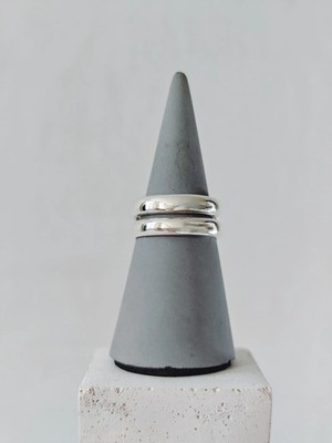 Minimalist 925 Silver Ring, Double Ring with Domed Shape, Silver Ring