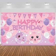 Cat Party Decoration Supplies Happy Birthday Kitten Photo Background