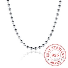 Ball Bead Chain Necklace 925 Sterling Silver 3mm Smooth Link Women Jewelry