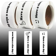 Have a Nice Day Hand Heart Stickers Roll 120Pcs 1x3in 3 Designs Gift Seal Labels