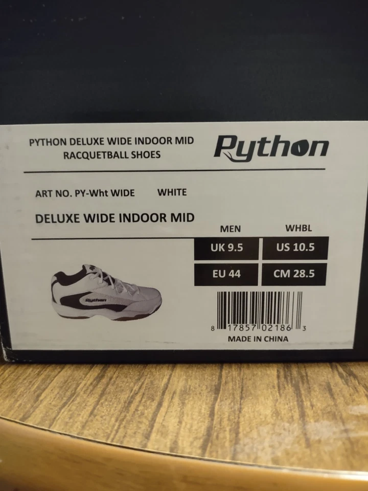 PYTHON DELUXE WIDE INDOOR MID RACQUETBALL MEN'S SHOES WHITE US 10.5 BRAND NEW!! - Image 3 of 4