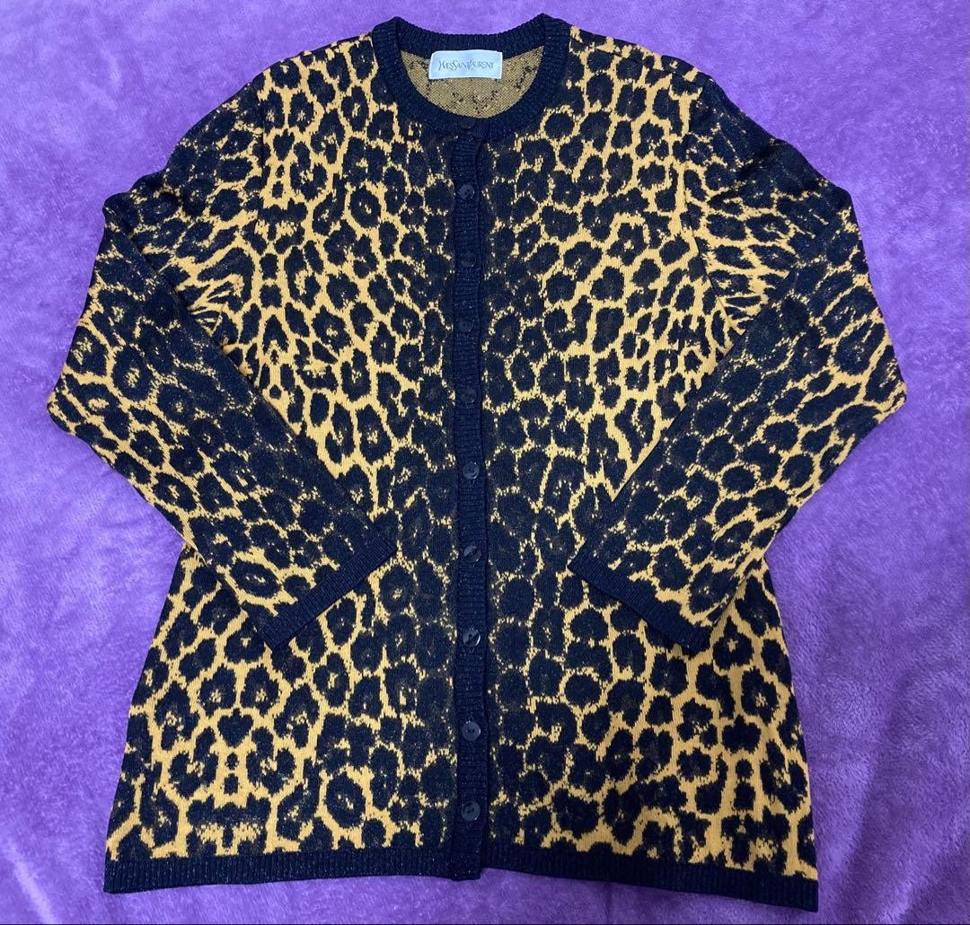 Vintage YSL Yves Saint Laurent Leopard Print Cardigan | eBay