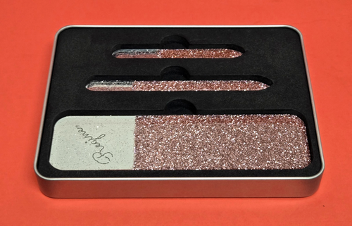 Regine Laser geätztes Glas Mani Pedi 3 Stück Datei Set ~ Rosenschimmer ~ Neu geöffnete Box - Bild 5 von 10